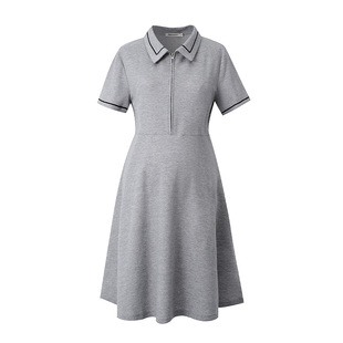 美国费雪孕妇装夏季宽松连衣裙2026新款小个子POLO衫女中长款夏装