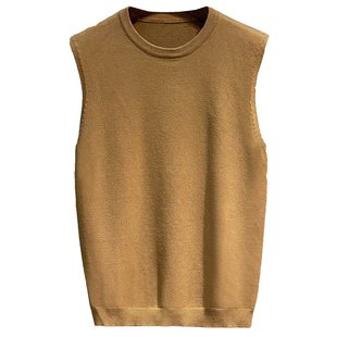 2025年春秋新款无袖毛衣背心男打底衫圆领针织韩版潮马甲加绒加厚