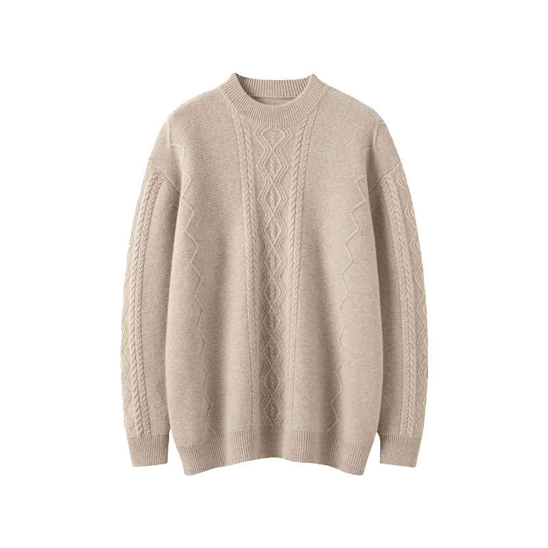 秋冬新款100%山羊绒衫男圆领双股加厚保暖商务休闲针织打底衫毛衣