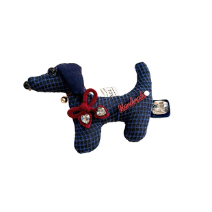 格纹充棉小狗水钻发夹女2026新款高端边夹侧边夹子刘海夹鸭嘴夹韩