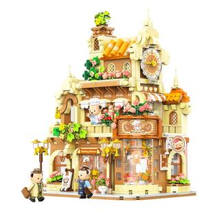 inbrixx积乎泰迪治愈咖啡烘焙屋街景模型拼装积木摆件节日礼物