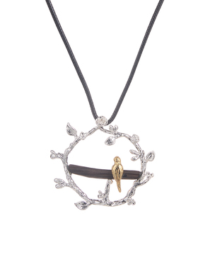 吉祥鸟檀木小鸟吊坠长款毛衣链