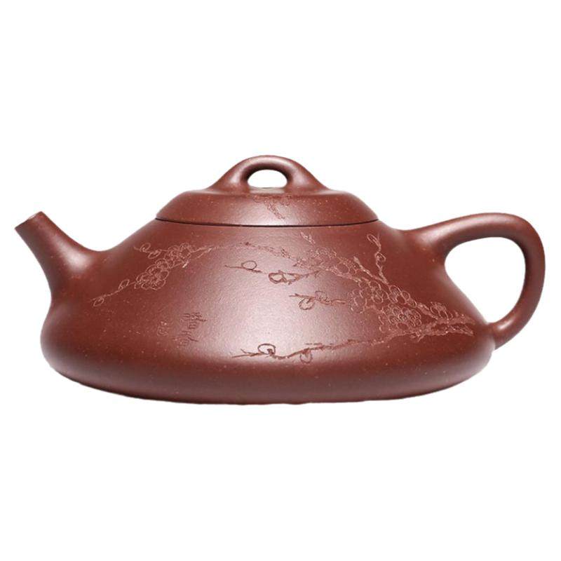 百年利永紫砂博物馆宜兴原矿紫砂壶刻字茶壶纯手工石瓢壶梅花纳瓢