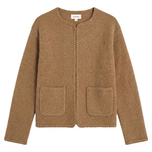 Lorene羊羔绒开衫外套女宽松版毛衣法式慵懒羊驼毛针织衫温柔开衫