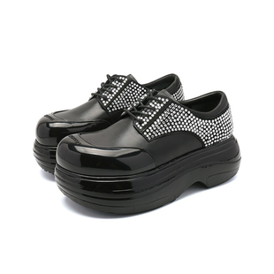 BLOCCO5女鞋春季BLOOM拼接单鞋休闲时尚厚底增高泡芙鞋烫钻