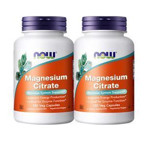 【自营】NOW诺奥柠檬酸镁柠檬酸镁胶囊400mg非片剂维生素120粒2瓶