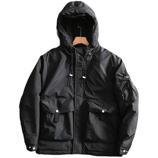 工装机能风！高蓬松90白鸭绒！外贸男士宽松加厚保暖连帽羽绒服冬