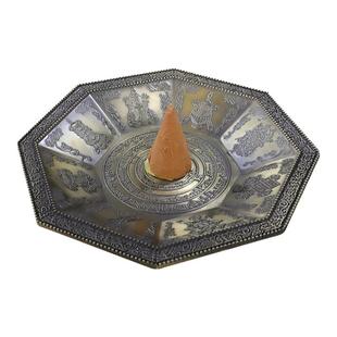 八角形烟供盘藏香炉紫铜色塔香烟供食子烟供粉家用供佛复古烟供盘