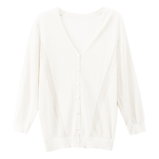 OSA欧莎2025年春夏新款白色冰丝针织开衫薄款披肩空调罩衫外套女