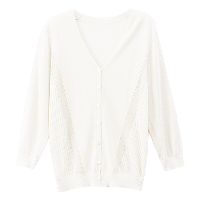 OSA欧莎2025年春夏新款白色冰丝针织开衫薄款披肩空调罩衫外套女