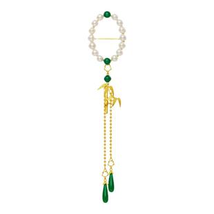 吾往竹外江云珍珠胸针新中式国风旗袍项链两戴礼物高级