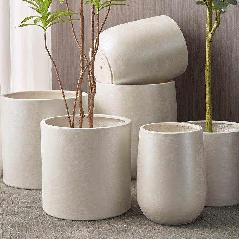 大型美泥水泥花盆特大号直筒高筒大口径40cm以上大码家用客厅摆件