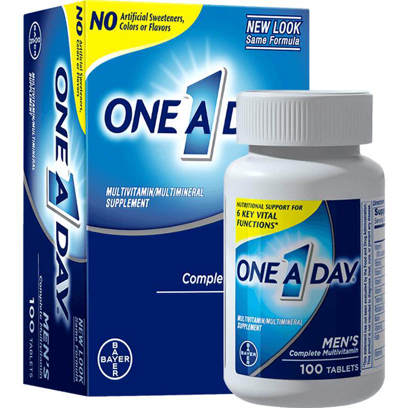 美国拜耳One A Day男士复合维生素补充维B维D锌健身100粒/瓶多维