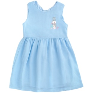 110-150码豆家儿童连衣裙女童夏季雪纺无袖背心连衣裙