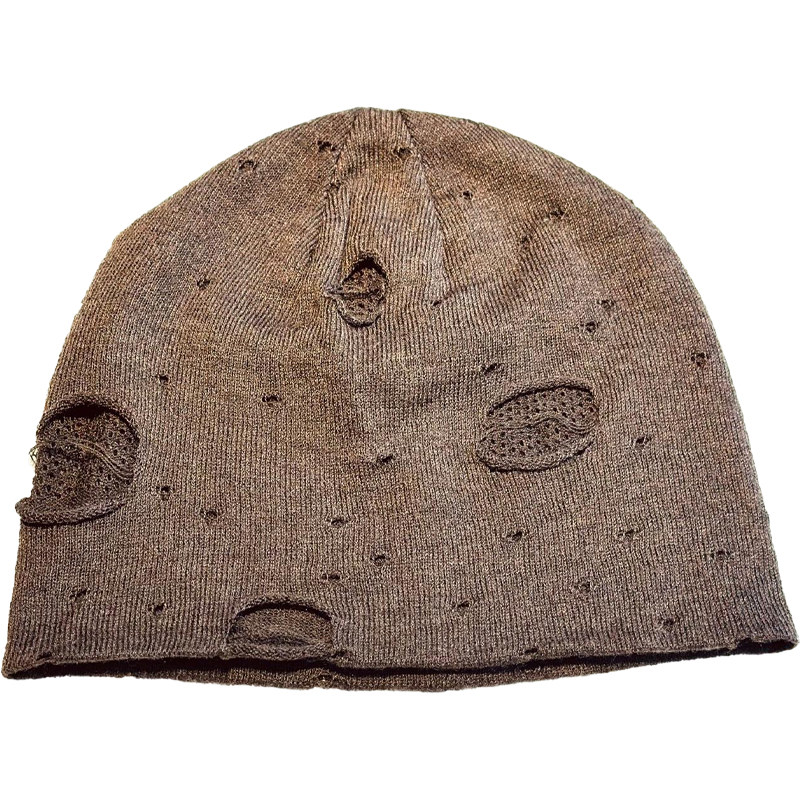 秋冬复古破洞针织堆堆帽女显脸小