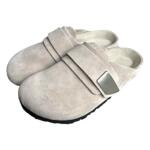 真皮平底勃肯鞋女夏外穿包头半拖鞋2025早秋新款一脚蹬软木单鞋子