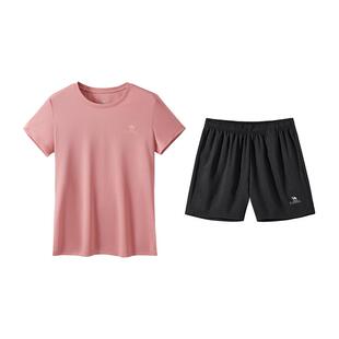 骆驼户外短裤女春季2026休闲薄款速干短袖T恤透气运动套装男