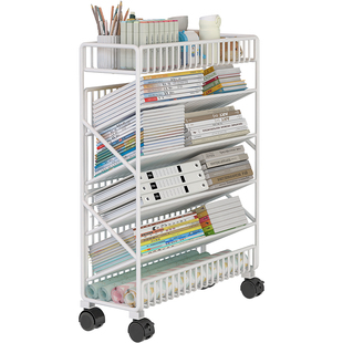 学生教室简易书架落地置物架书本收纳可移动不占地方的书柜小推车