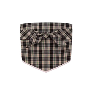 现货【MARCHEN】hug新尼斯假日格纹抹胸蝴蝶结修身吊带上衣