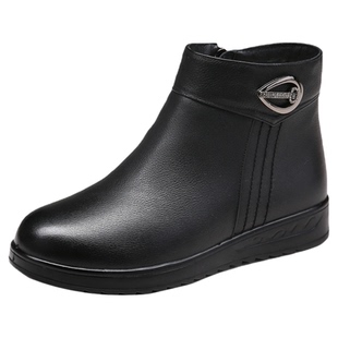 蜘蛛王老人棉鞋女鞋冬季真皮加绒加厚羊毛防滑中老年妈妈鞋棉皮鞋