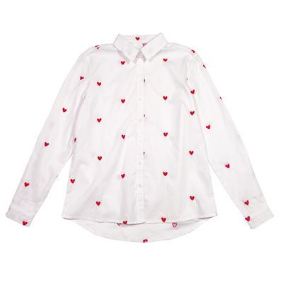 现货法式小众复古风刺绣桃心衬衫