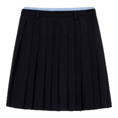 concise-white/简白 25秋冬女士拼接百褶裙半身裙银泰百货 301257