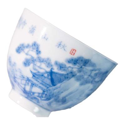 怀玉山房宋画山水青花瓷主人杯