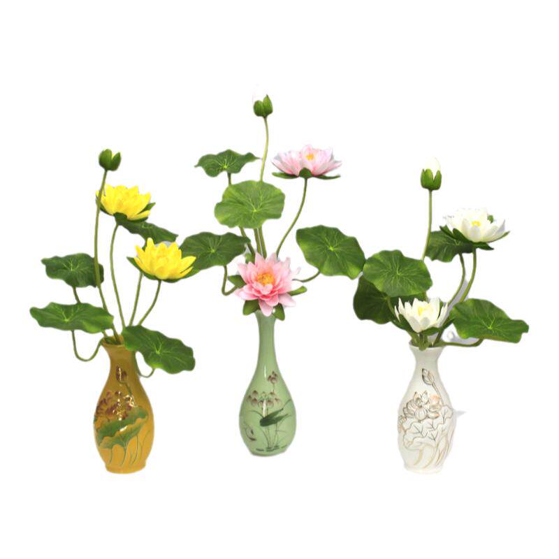 仿真花供佛莲花佛前净水瓶荷花