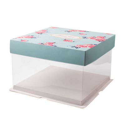 手提单层加高全透明10寸包装盒