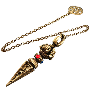 鱼籽铺金属铜灵摆|纯铜实心标准款小众设计学生项链|做旧风格吊坠