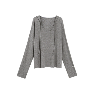 Turn Signal潮牌连帽V领长袖T恤女春季2026新款时尚休闲宽松上衣