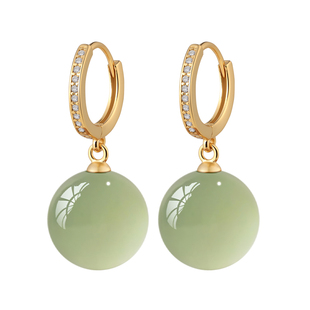 999纯银和田玉耳饰晴水耳钉玉石耳环2026款爆款高级感女足银耳坠