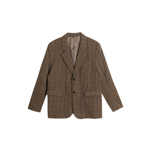 三木公白 复古高级感西装外套男 宽松设计感西服潮流炸街日系休闲