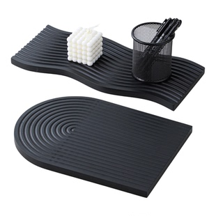 轻奢风水波纹椭圆下午茶点心托盘摆件玄关装饰品美食摄影道具木质