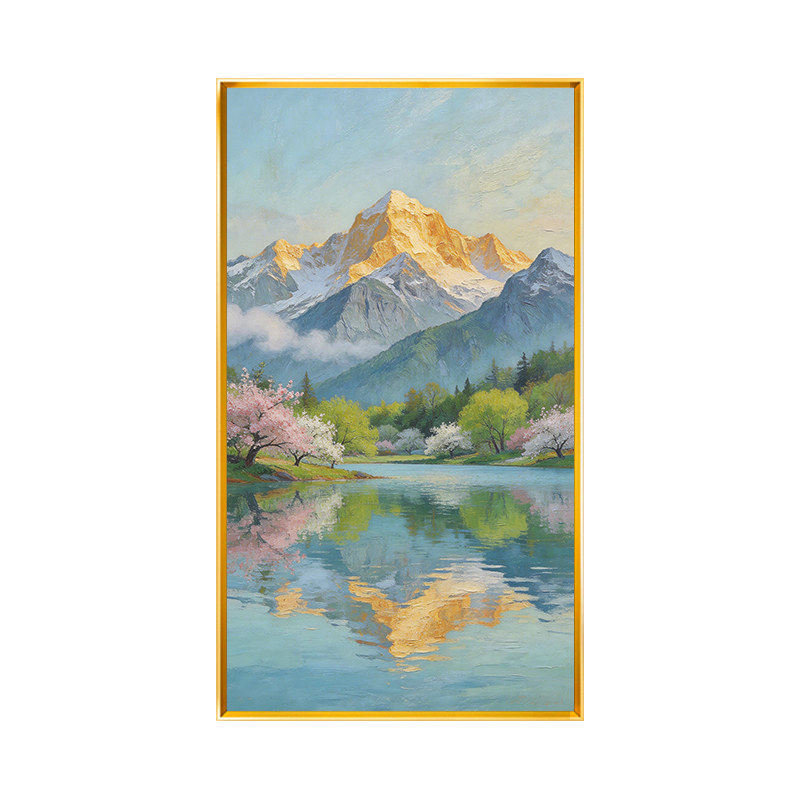 春天万物山水风景满绣手工十字绣玄关家用日照金山客厅高级感全绣