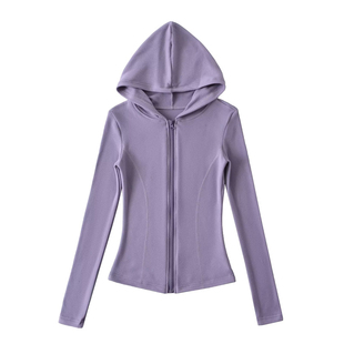 绝绝紫~双面绒德连帽拉链开衫遛弯舒适短外套修身百搭洋气上衣女