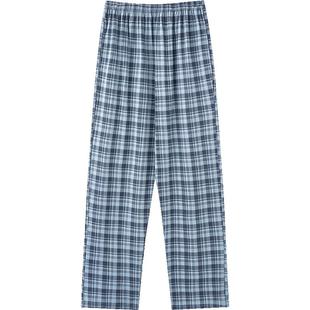 三枪秋季全棉睡裤宽松休闲经典格纹长裤纯棉男士家居裤可外穿