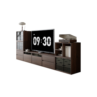 中古风客厅实木电视柜书柜餐边柜边柜法式复古模块化组合柜置物柜