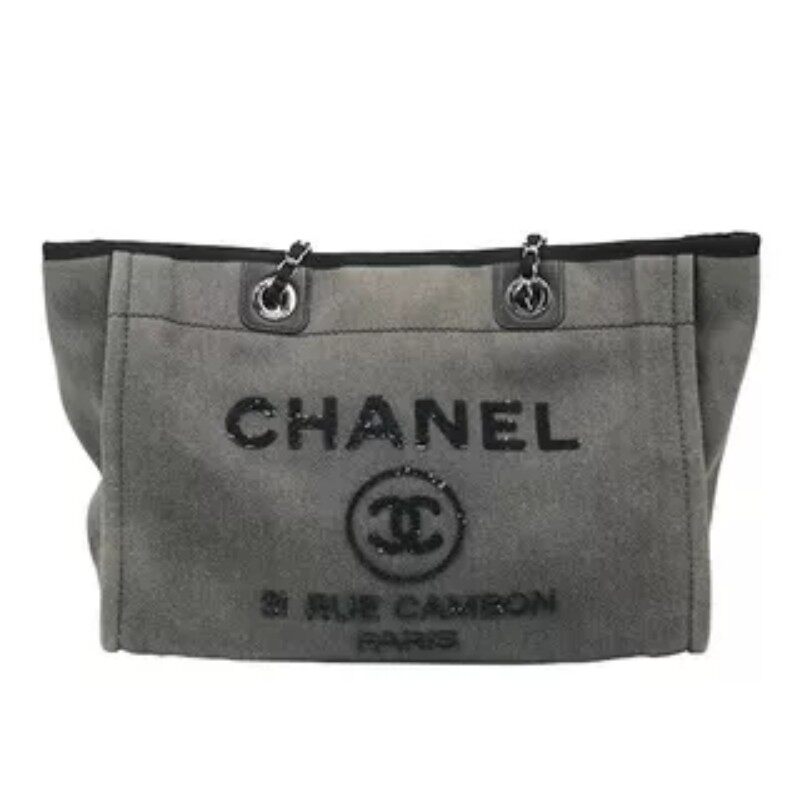 【自营】中古8.5新CHANEL香奈儿 购物包深灰/黑色丹宁中号托特包