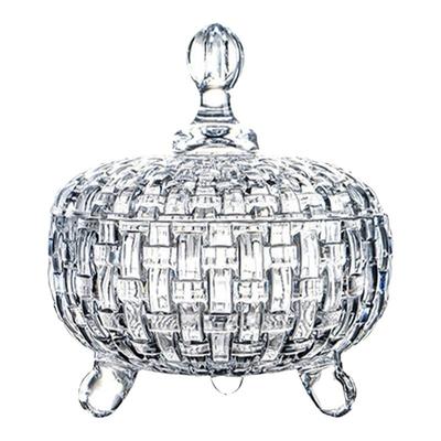 水晶编制玻璃糖缸带盖糖果缸