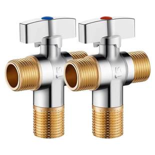全铜角阀球阀一进二出大流量热水器球芯分水器开关加长洗衣机角阀