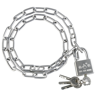 304不锈钢防盗链条锁户外防水防锈铁锁链自行车链子锁大门锁加粗