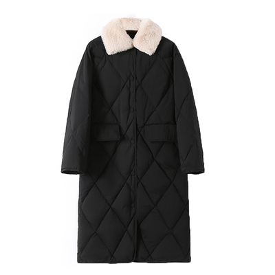 MILA丨黑色羽绒服女长款2025冬装新款韩版宽松显瘦白鸭绒过膝外套