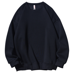 复古日系460g银狐绒加绒圆领卫衣男宽松百搭打底衫套头基础款上衣