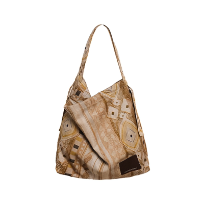 SecondMoon小众设计定制进口天丝亚麻单肩印花图案帆布袋韩系百搭