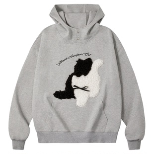 PSO Brand 男装女装可爱毛绒小猫贴布绣针织卫衣女款外套上衣秋季