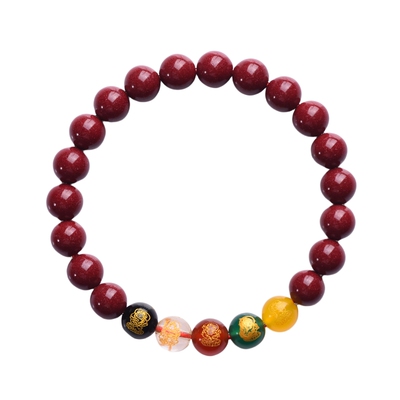 男女朱砂手链五路财神转运珠手串