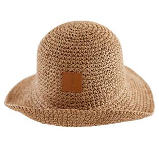 NKT太阳花手工草帽夏新款遮阳渔夫帽卷边可调节防紫外线拍照好看