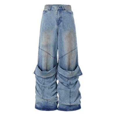 MOUSSY 2026春季新品街头潮酷风水洗阔腿牛仔长裤女028IAA11-1028