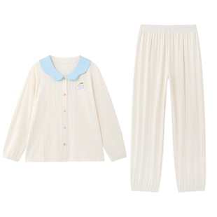 全棉时代25年秋季新款少女针织家居服中大女童学生睡衣裤纯棉套装